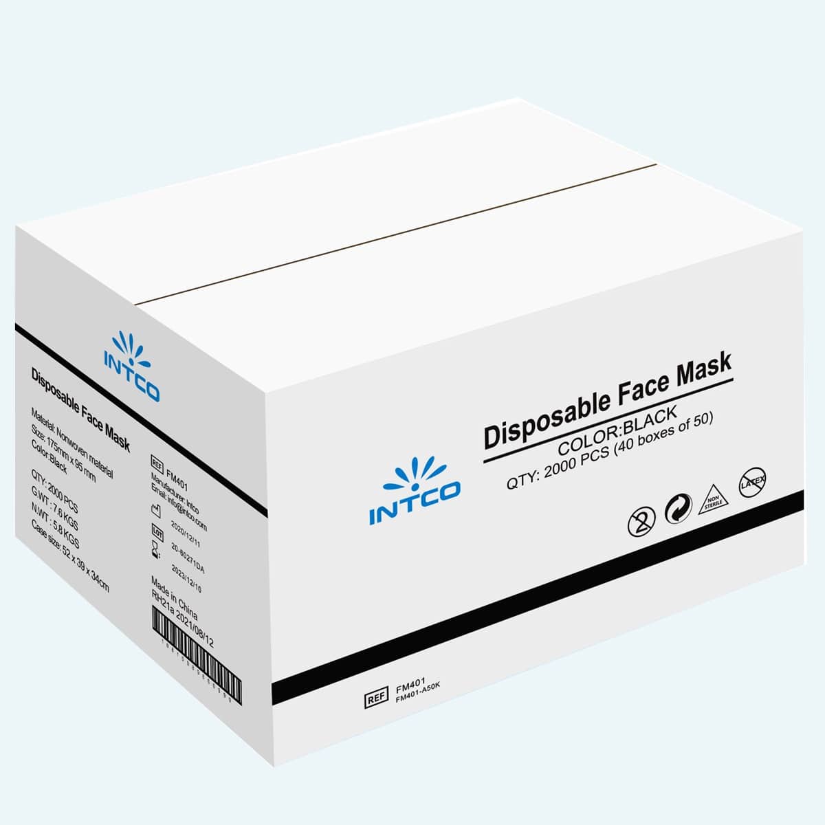 Intco Disposable Black/Blue Face Mask In Stock First