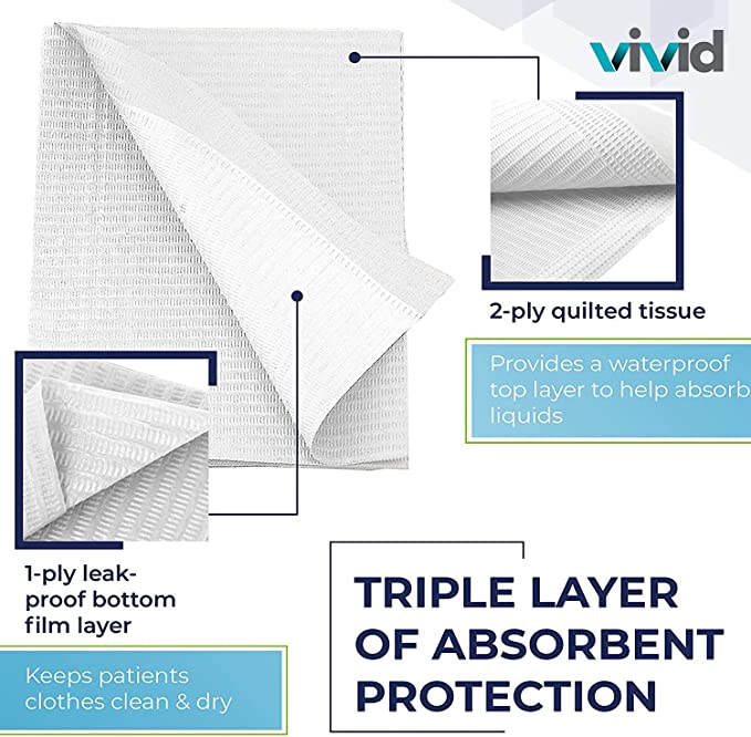 Vivid OnceBib Disposable, Patient Bib, 2 Ply paper and 1 Poly Backing ...