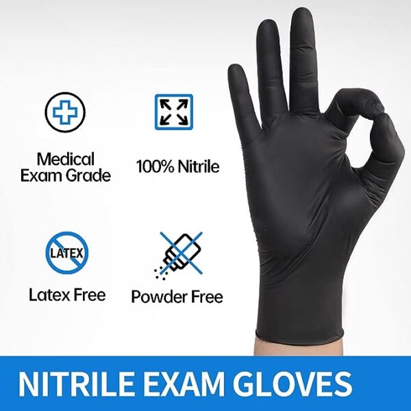 Synguard® 5.5g Black Nitrile Exam Gloves First DoorTo